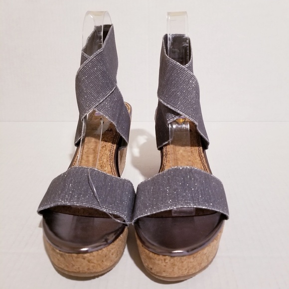 Volatile Grey Cork Heels with Sparkles 6 - Picture 3 of 6